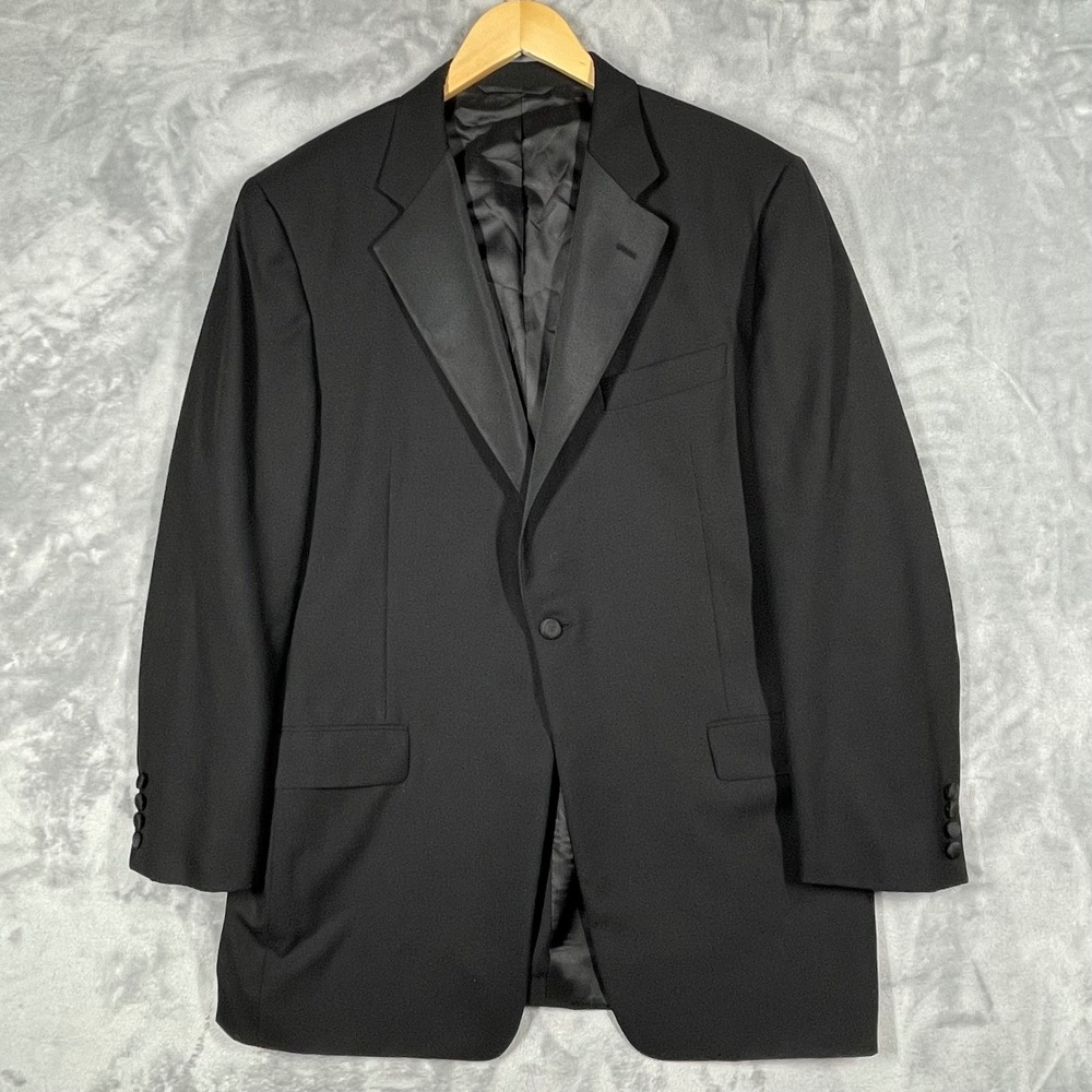 Hickey Freeman Collection Canterbury Black Wool Tuxedo Jacket Notch Lapel 42L